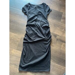 Isabel Maternity by Ingrid‎ & Isabel Black Ruched Midi Dress XS
